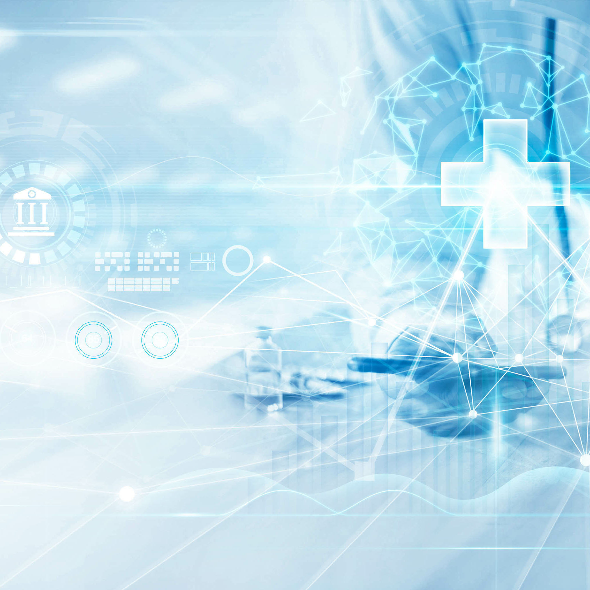 Healthcare business graph data and growth, Medicine doctor using
